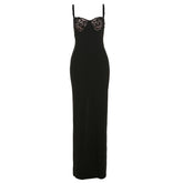 French Lace Splicing Sling Maxi Dress Slim